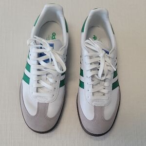 Adidas Men's White and Green Sneakers